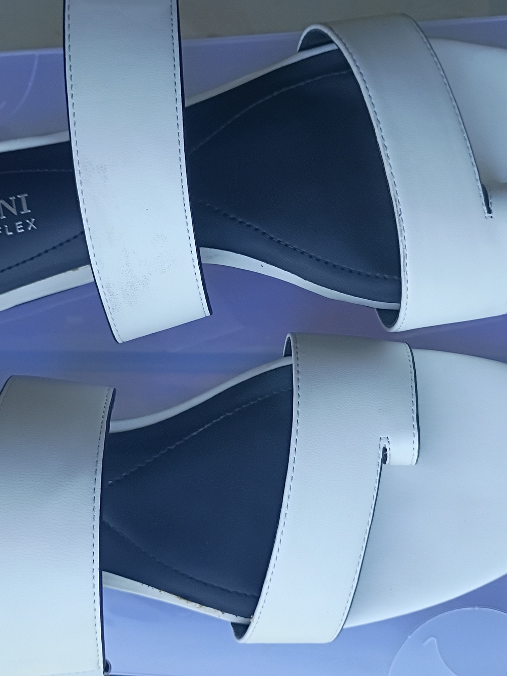 Alfani Step Flex White Double-Strap Slide Sandals Square toe